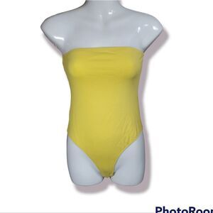 Forever 21 yellow strapless bodysuit S